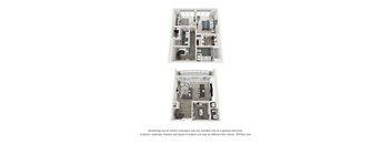 a stylized floor plan of a 1 bedroom apartment