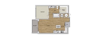 a floor plan of a room with a wood floor