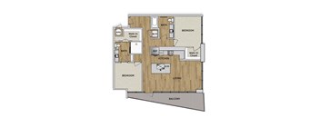 a floor plan of a house with a wood floor