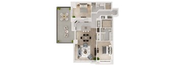 a floor plan of a house with a bedroom and a living room