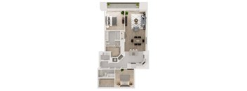a floor plan with a bedroom and a living room