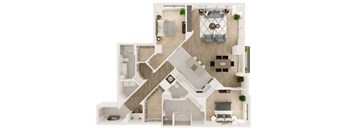a floor plan of a house with a bedroom and a living room