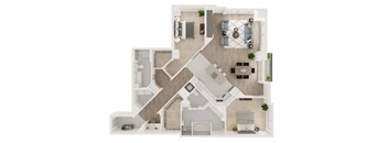 the bedroom floor plan of a 2103 sq ft apartment