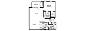 a floor plan of a small house with a bedroom and a living room