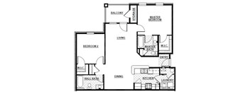 a floor plan of a small house with a bedroom and a living room