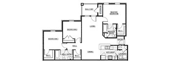 a floor plan of a house with a combination of bedrooms and baths