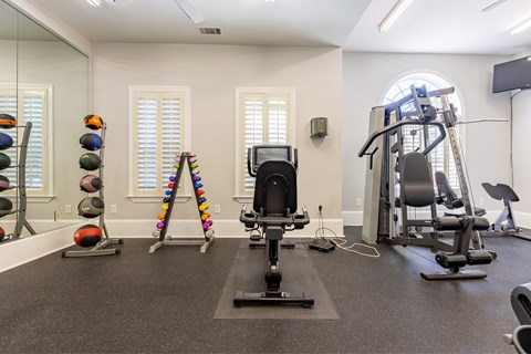 the gym at the flats at big tex apartments