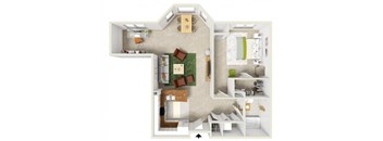 a floor plan of a house with a bedroom and a living room