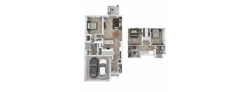 a floor plan of a house with a car in it