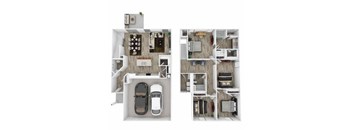 two different floor plans of a house with a car