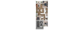 a floor plan of a house with a car and a garage