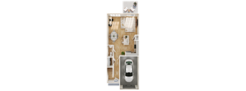 a floor plan of a house with a car in it
