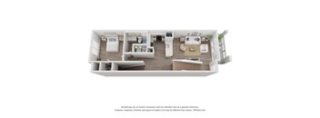 a 2 bedroom floor plan with a bathroom and a living room