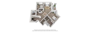 a 2 bedroom floor plan is shown in this illustration