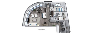 two bedroom two and a half bathroom floor plan with 1192 square feet
