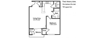 the floor plan of the apartments one bedroom one bath
