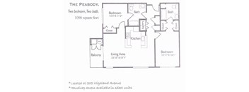 the floor plan of two bedroom two bath