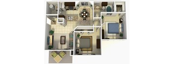 a 3d drawing of a floor plan of a house