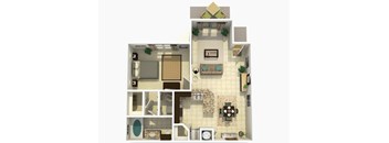 a 3d drawing of a floor plan of a house