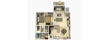 a floor plan of a house with furniture and a living room
