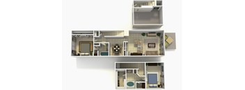 a 3d rendering of a house with different floor plans