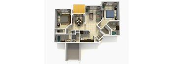 a 3d view of the floor plan of a house