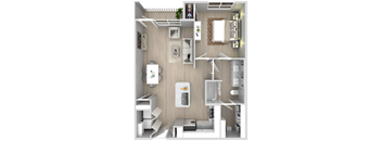 a floor plan of a bedroom with a bathroom and a living room