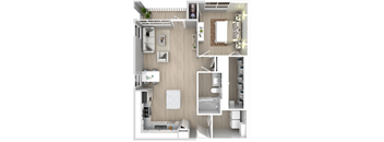a floor plan of a house with a bedroom and a living room