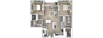 a floor plan of a bedroom with a bathroom and a living room