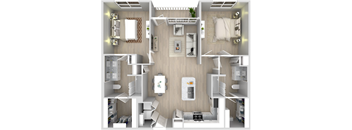 a floor plan of a bedroom with a bathroom and a living room
