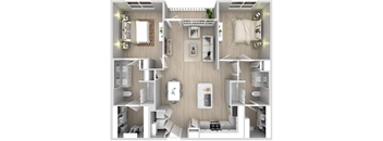 a floor plan of a bedroom with a bathroom and a living room