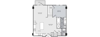 A floor plan of a house with a living room, dining room, kitchen, and bedrooms.
