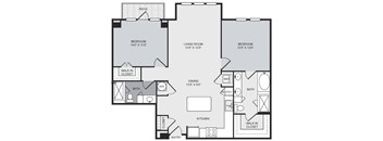 A floor plan of a house with a patio, three bedrooms, a living room, a dining room, a kitchen, a bath, a walk-in closet, and an entry.