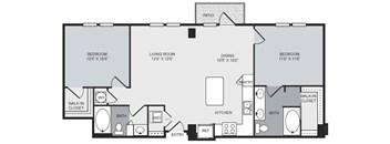 A floor plan of a house with three bedrooms, a living room, a dining room, a kitchen, a bathroom, a walk-in closet, a pantry, and an entry.