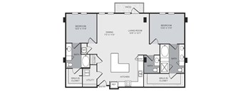 A floor plan of a house with three bedrooms, a living room, a dining room, a kitchen, a bathroom, a utility room, a pantry, a walk-in closet, and a reference room.