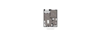A floor plan of a house with a kitchen, living room, dining room, and two bedrooms.