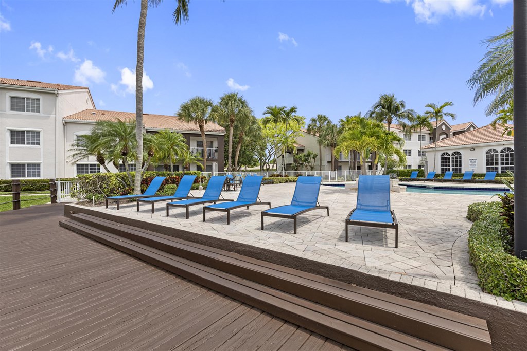 Large lakeside deck for lounging