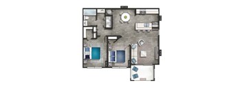 a floor plan of a house with a bedroom and a living room
