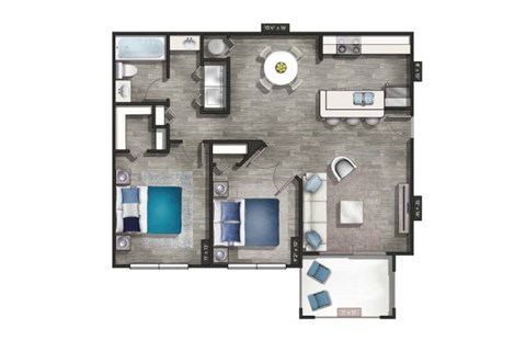 a floor plan of a house with a bedroom and a living room