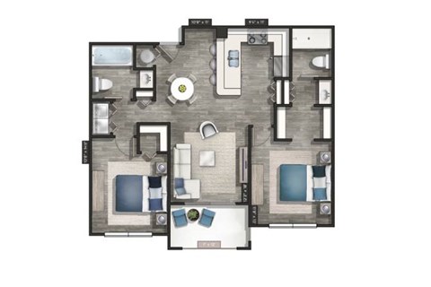 3d floor plan of a bedroom with a bathroom