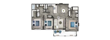 a floor plan of a house with a bedroom and a living room