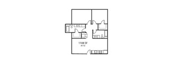 A floor plan of a room with the label "1108 SF #110" on the bottom left corner.