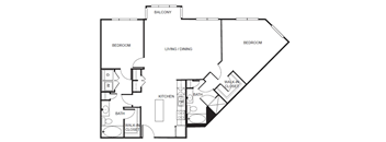 A black and white image of a house floor plan.