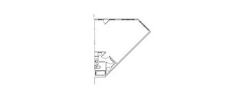A floor plan of a room with a bathtub.