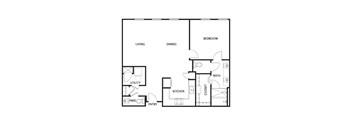 A black and white image of a floor plan for a house.
