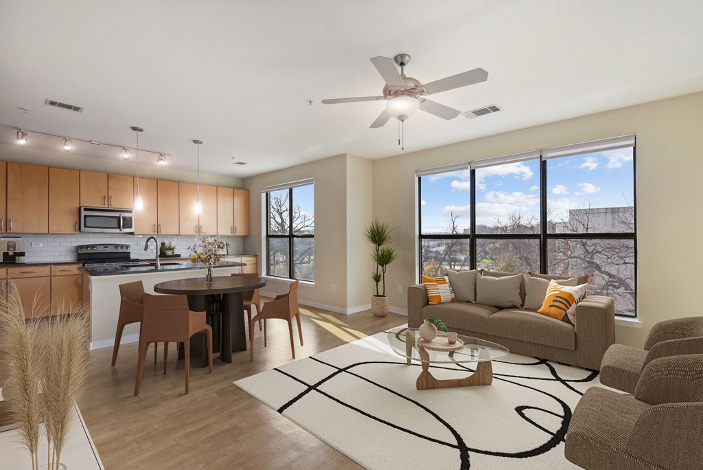 Wide open living areas flooded with natural light