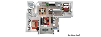 A floor plan of a Caribbean Beach property.