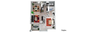 A floor plan of a house named Dolphin.