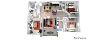 A floor plan of a Grand Cypress apartment layout.