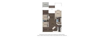 A floor plan of a house with a garage, office, and three bedrooms.